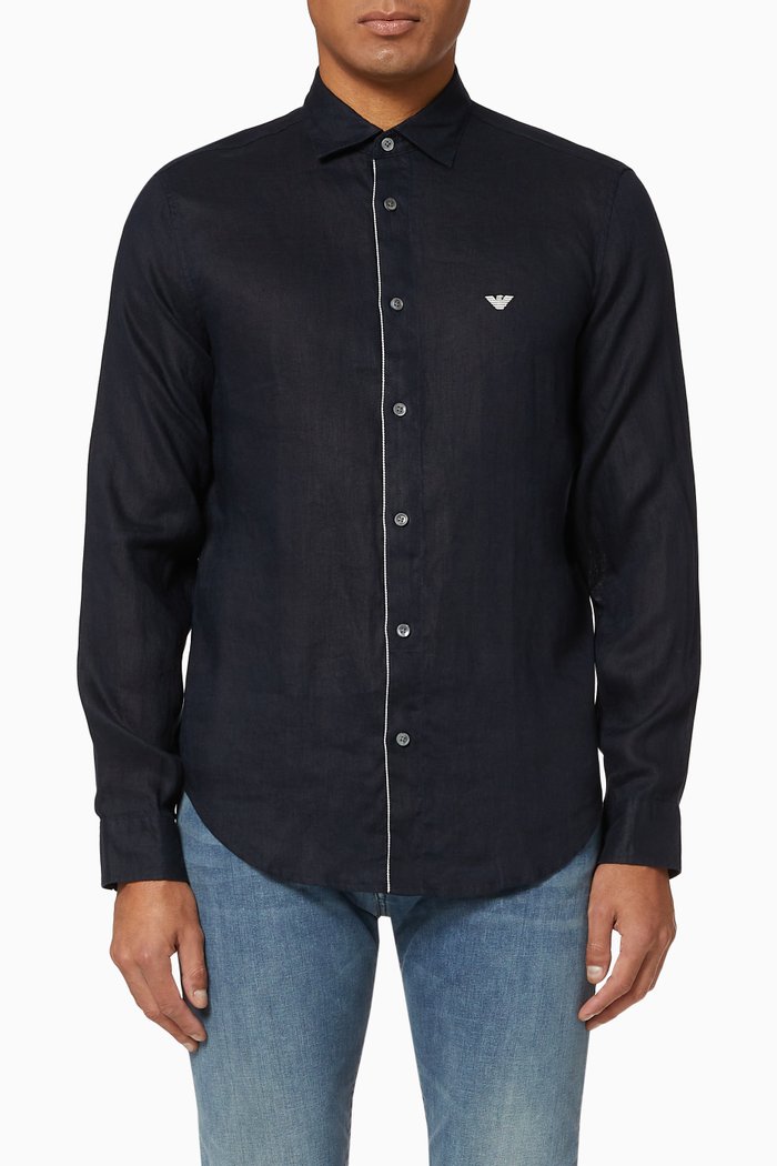 

EA Micro Eagle Detachable Collar Shirt, Blue