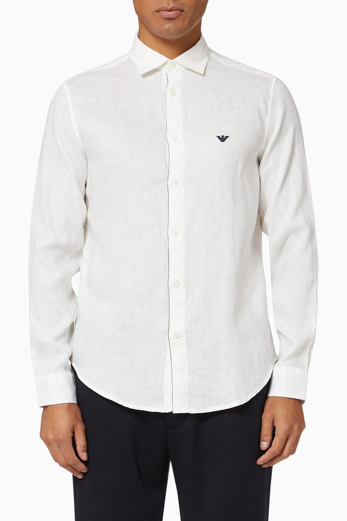 

EA Micro Eagle Detachable Collar Shirt, White