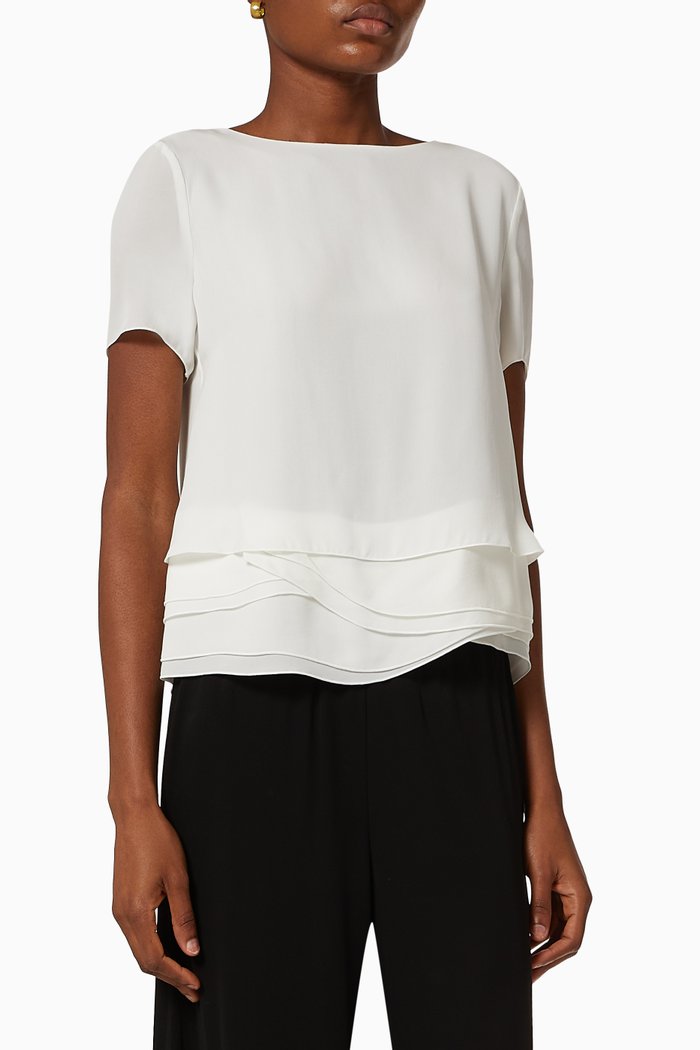 

Layered Silk Georgette Top, White