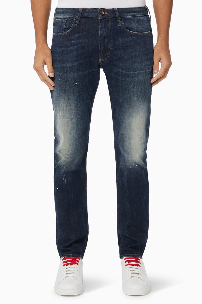 

J06 Distressed Denim Jeans, Blue