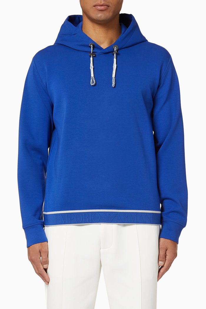

EA Logo Tape Hooded Jersey Sweatshirt, Blue