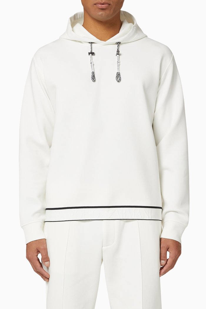 

EA Logo Tape Hooded Jersey Sweatshirt, White