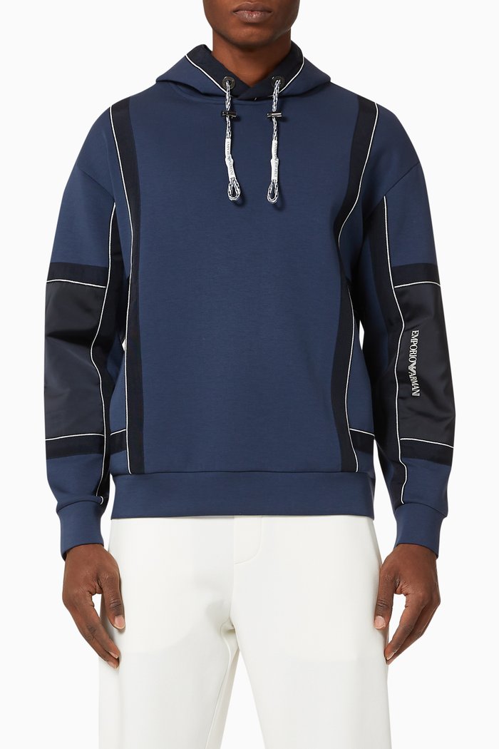 EA Micro Logo Hooded Jersey Sweatshirt, Blue