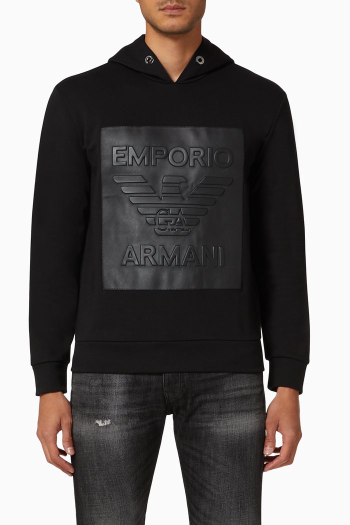

EA Macro Eagle Hooded Jersey Sweatshirt, Black