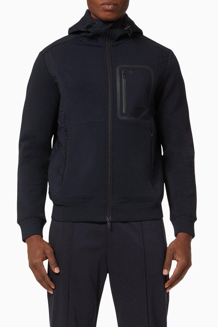 

Travel Essentials Hooded Jersey Jacket, Blue
