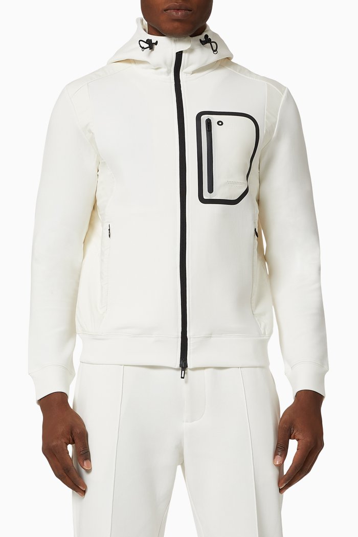 

Travel Essentials Hooded Jersey Jacket, White