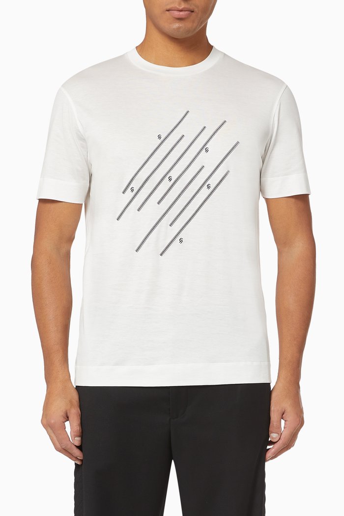 

EA Micro Striped Jersey T-Shirt, White