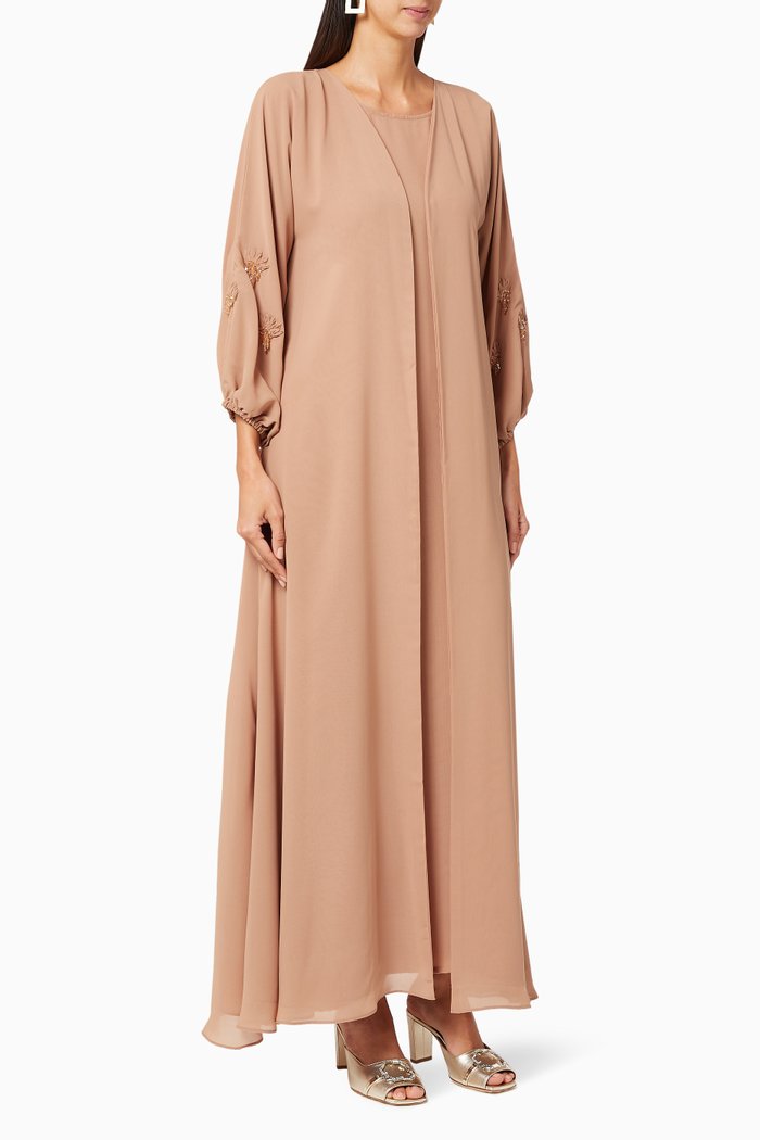 

Beaded Abaya Set, Pink