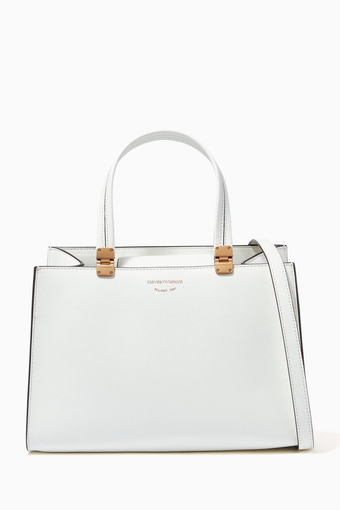 Becky Small Tote Bag in Regenerated Leather, White
