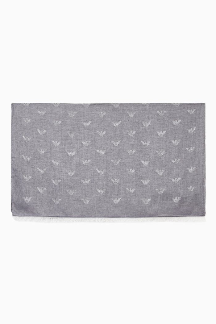 

EA Eagle Jacquard Scarf in Viscose, Blue