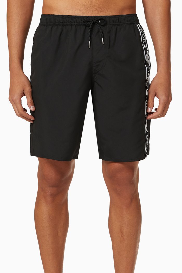 

EA Logo Band Swim Shorts, Black