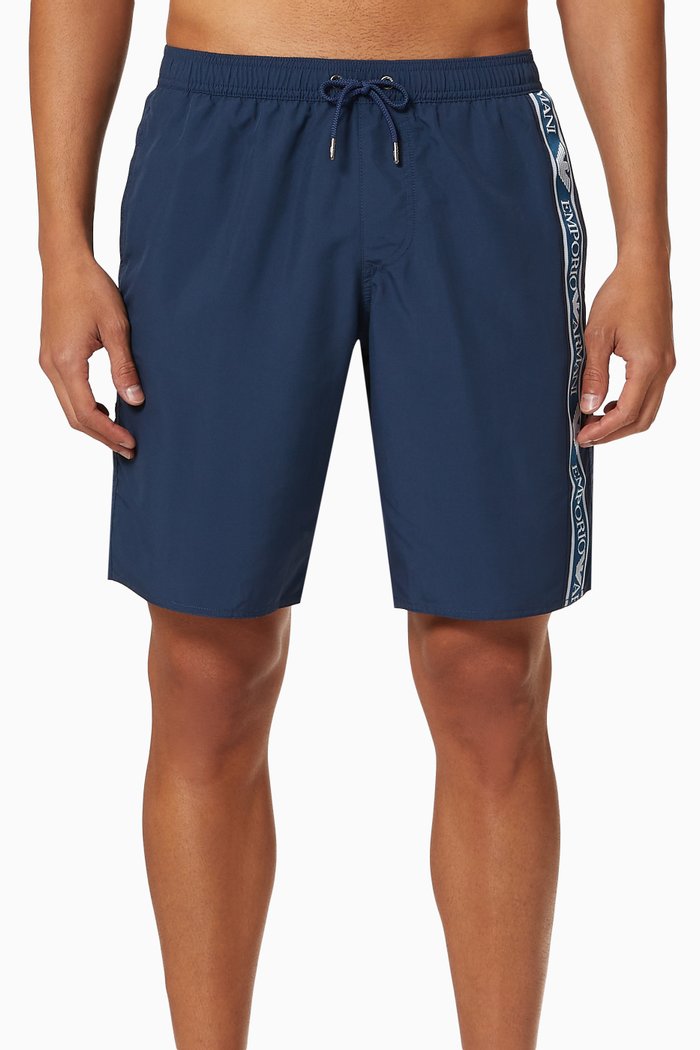 

EA Logo Band Swim Shorts, Blue