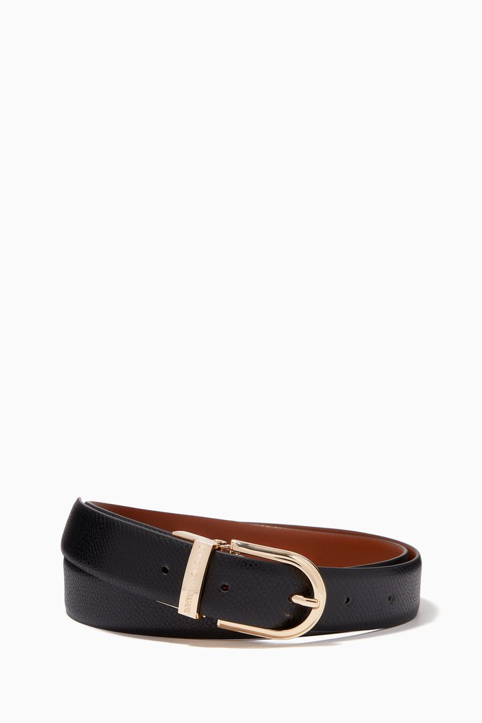 

EA Classic Buckle Reversible Belt in Eco Leather, Black