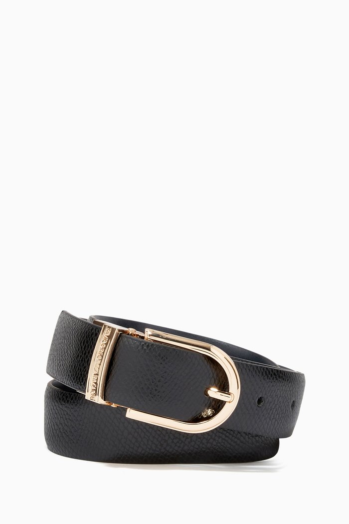 

EA Classic Buckle Reversible Belt in Eco Leather, Blue