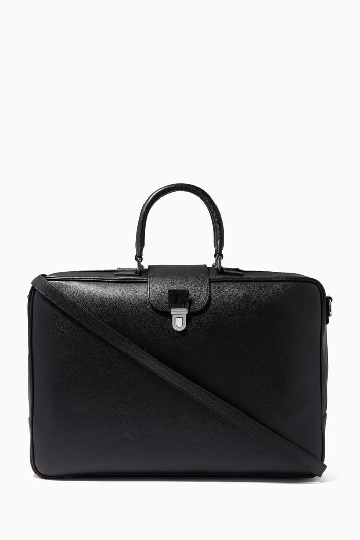 

EA Laptop Bag in Calf Leather, Black