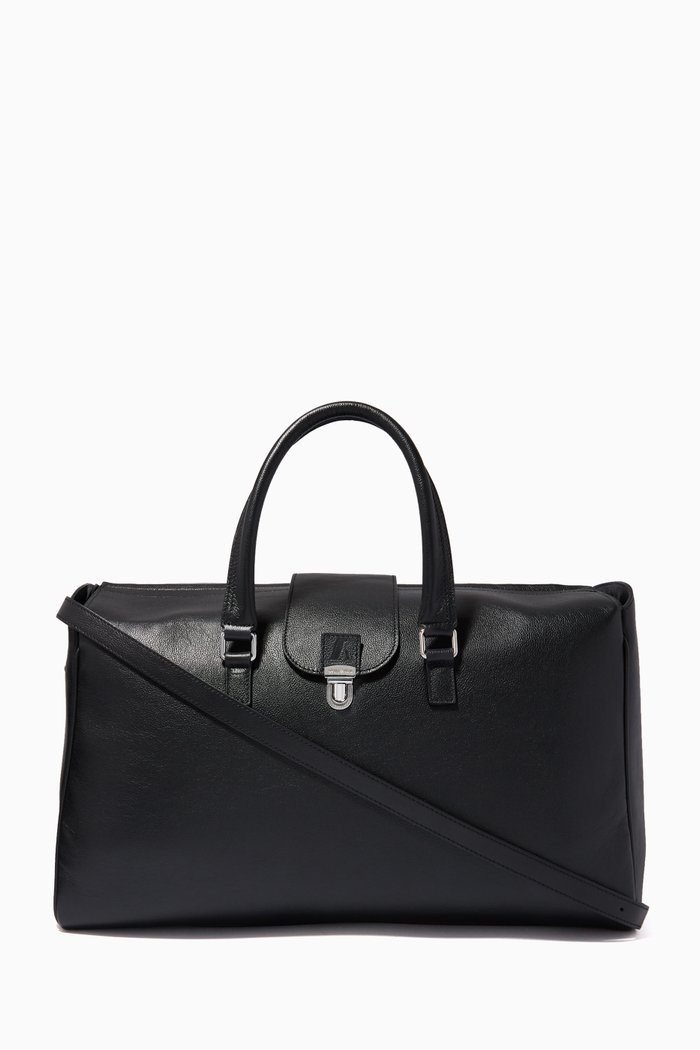 

Travel Duffle Bag in Palmellato Leather, Black