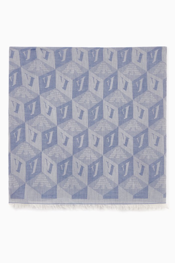 EA Logo Cube Scarf in Cotton, Blue