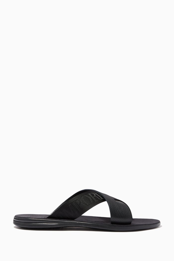 

EA Kriss Kross Sandals in Leather, Black