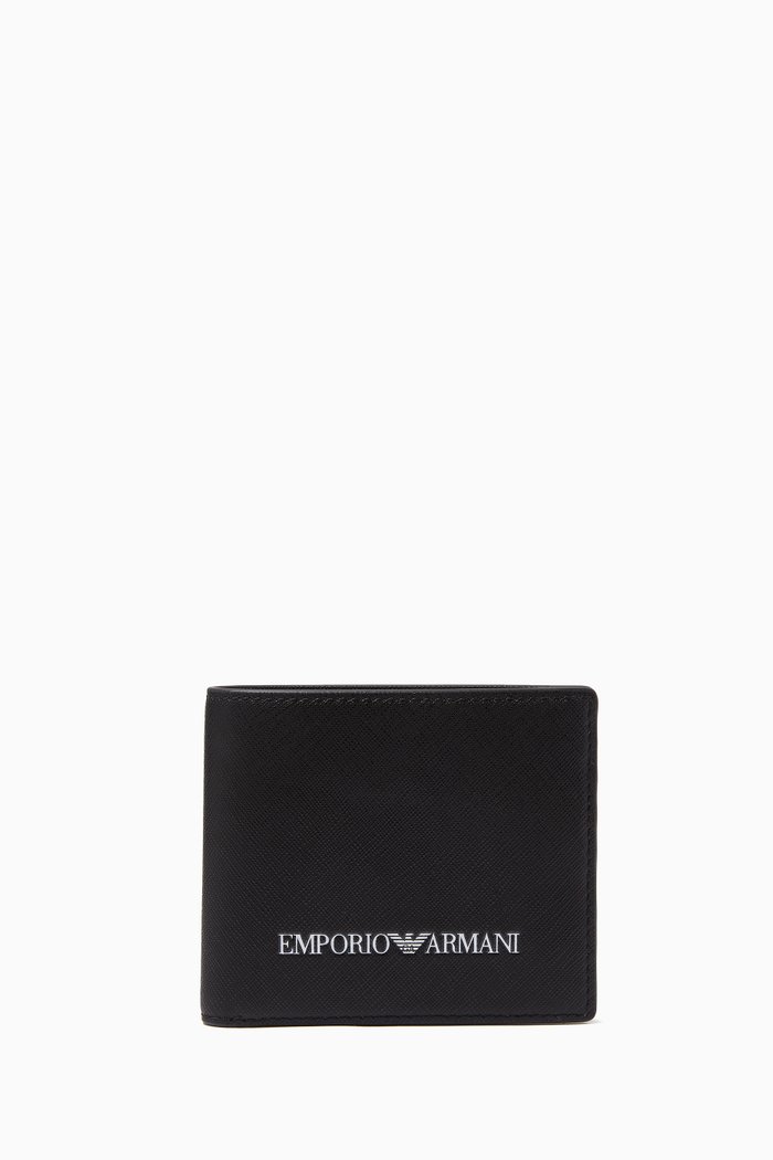

EA Stamp Bifold Wallet in Eco Leather, Black