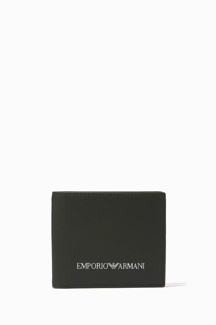 

Saffiano Print Wallet in Regenerated Leather, Green