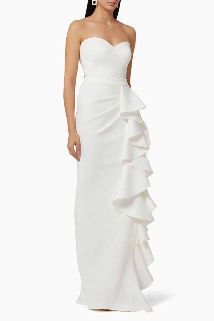 

Flounce Ruffle Gown, White