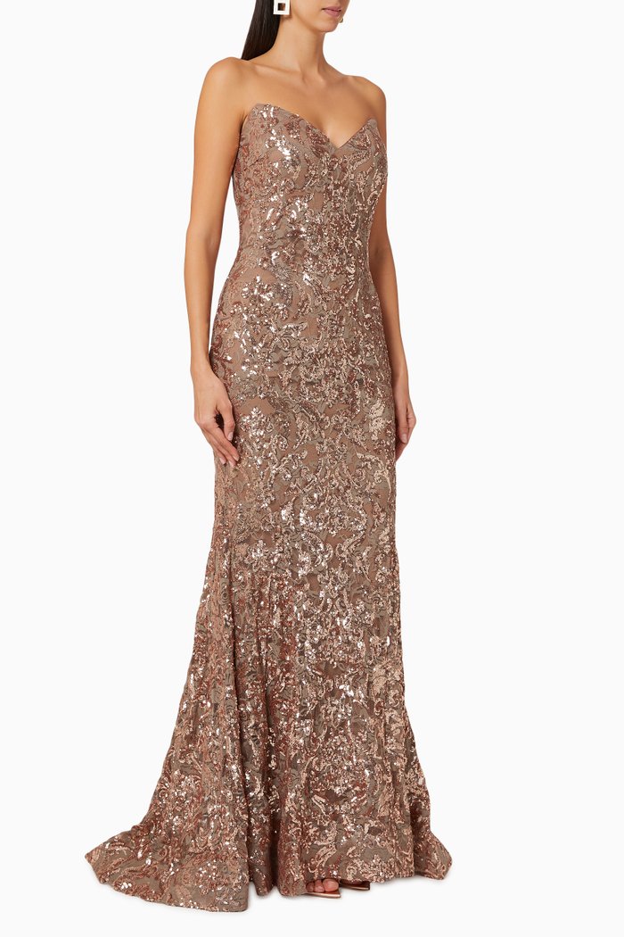 

Sequin Embellished Gown, Gold