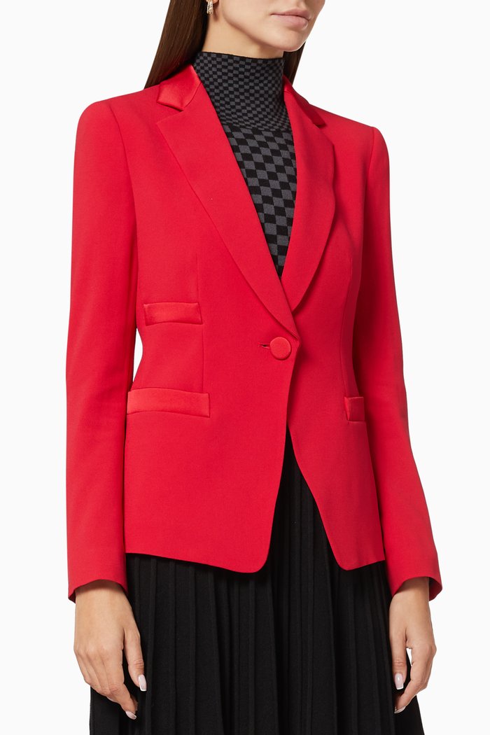 

Single Breasted Crepe Blazer Jacket, Red