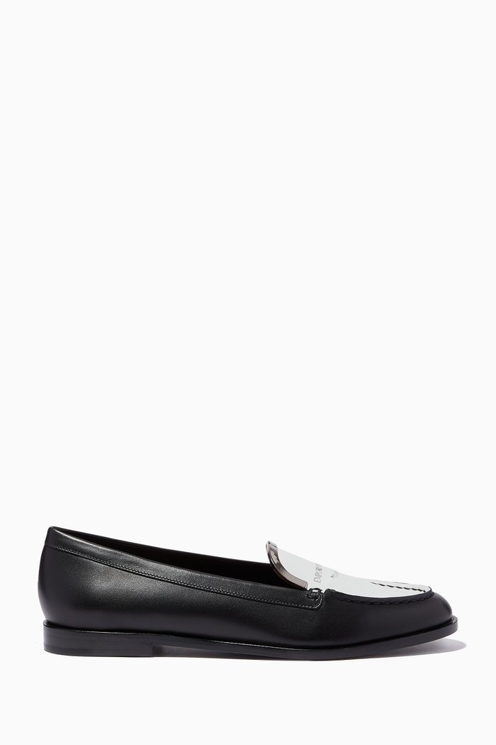 

EA Two-tone Loafers in Smooth Leather, Black