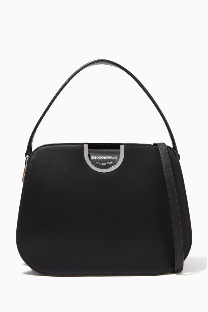 Lisa Top Handle Bag in Leather, Black
