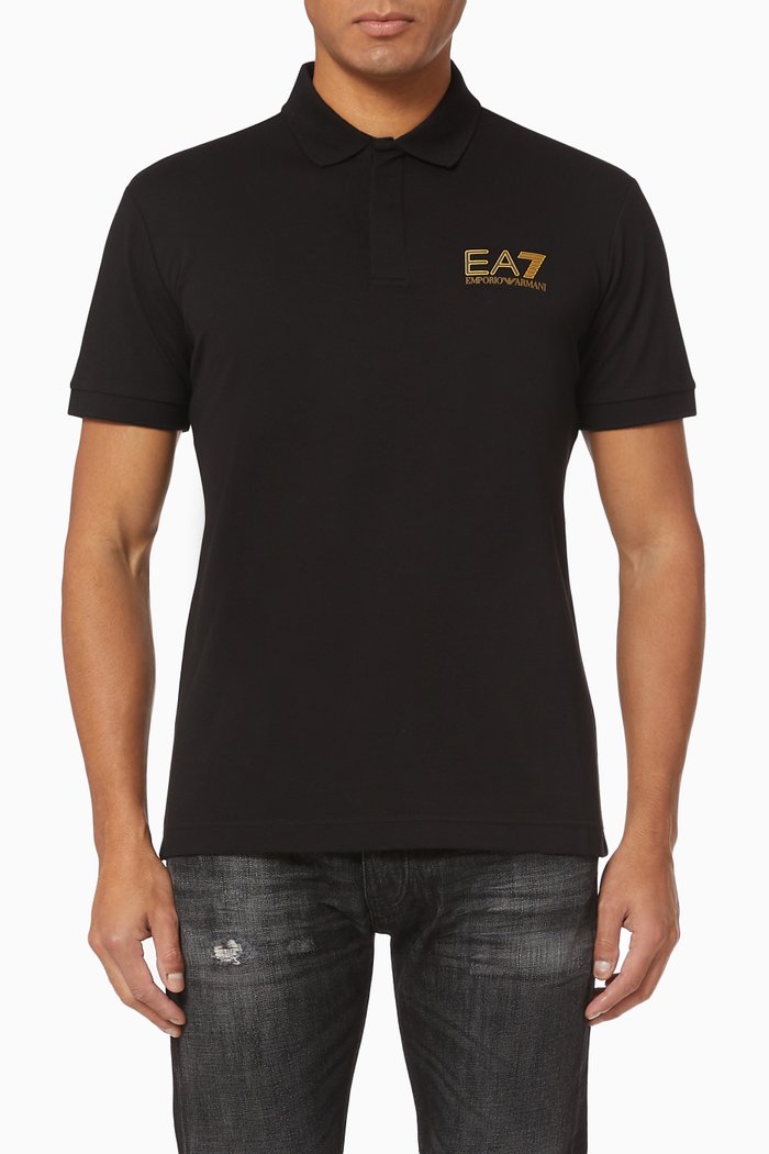

EA7 Cotton Polo Shirt, Black