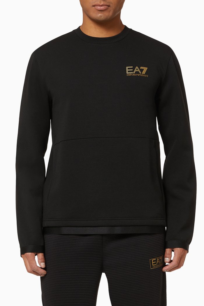 

EA7 Logo Jersey Sweatshirt, Black