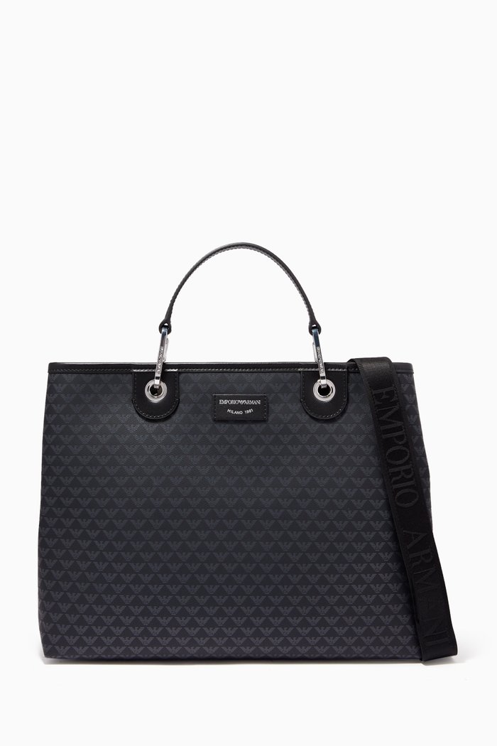 My EA Medium Tote Bag in Eco Leather, Black