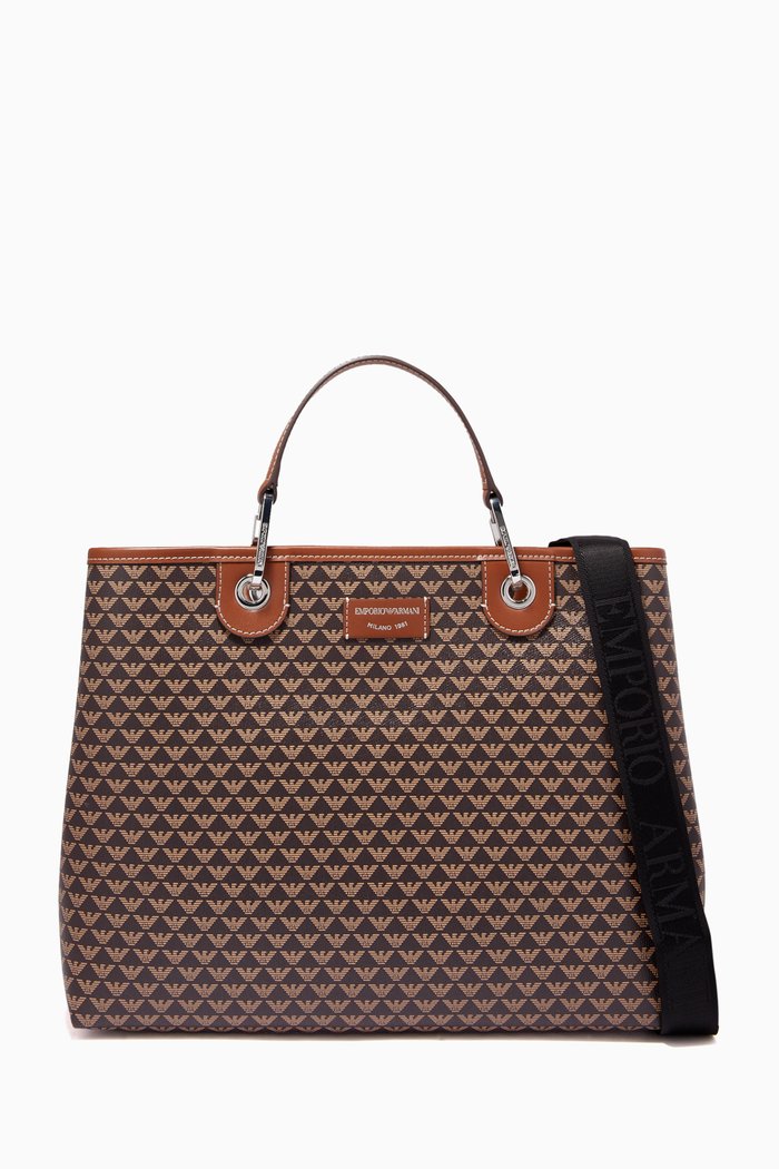 

My EA Medium Tote Bag in Eco Leather, Brown