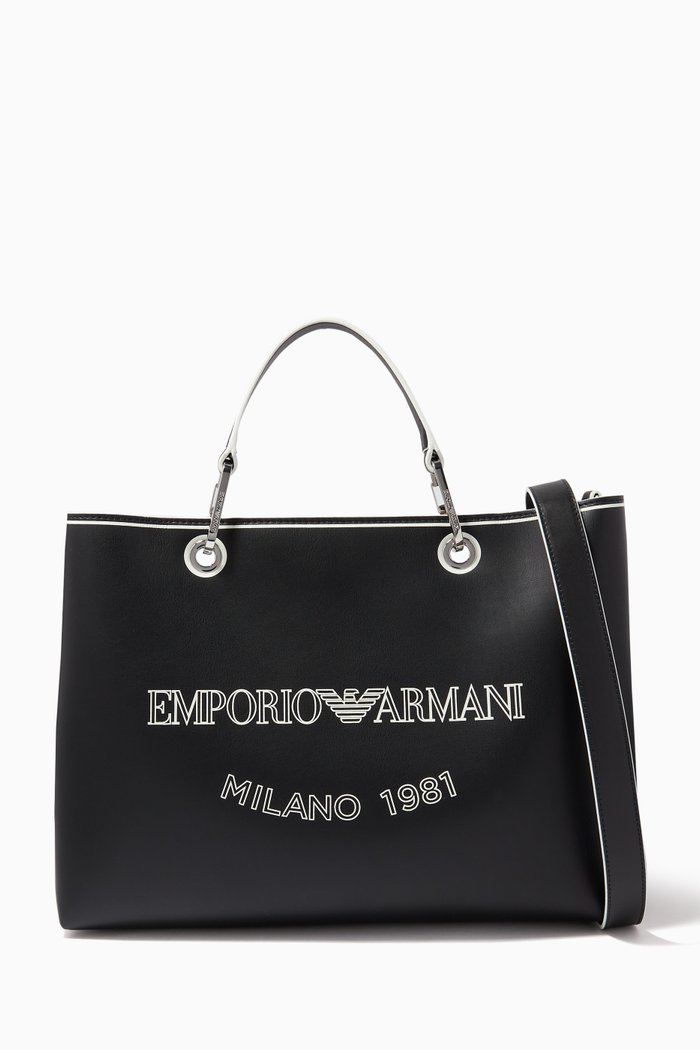 

My EA Medium Tote Bag in Eco Leather, Black