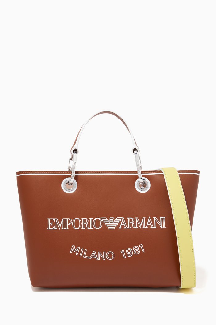 

MY EA Small Shopper Bag in Eco Leather, Brown