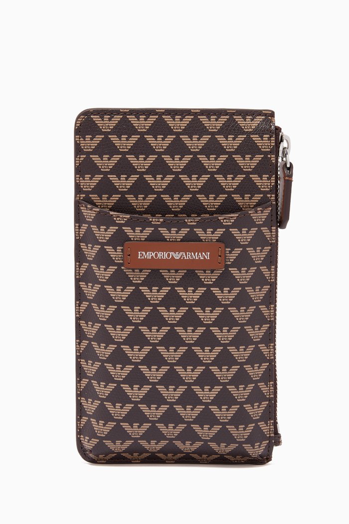 

EA Eagle Card Holder in Eco Leather, Brown