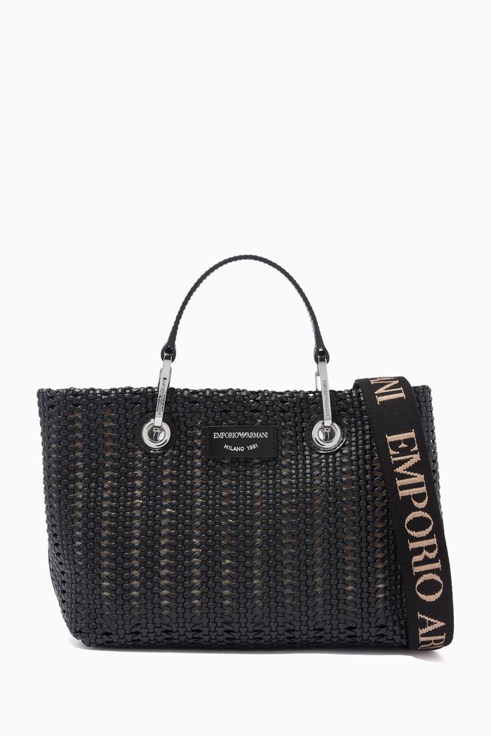 

MY EA Small Shopper Bag in Basket Weave, Black
