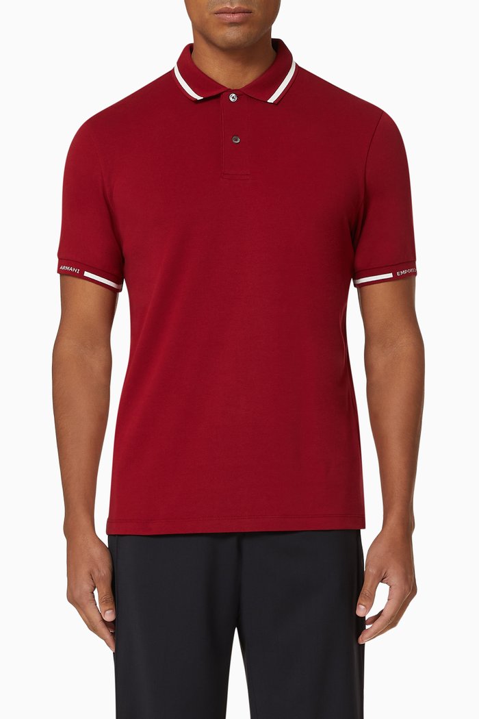 

EA Logo Collar Cotton Polo Shirt, Red