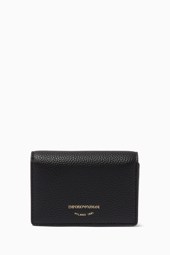 

EA Card Holder in Deer Printed Eco Leather, Black