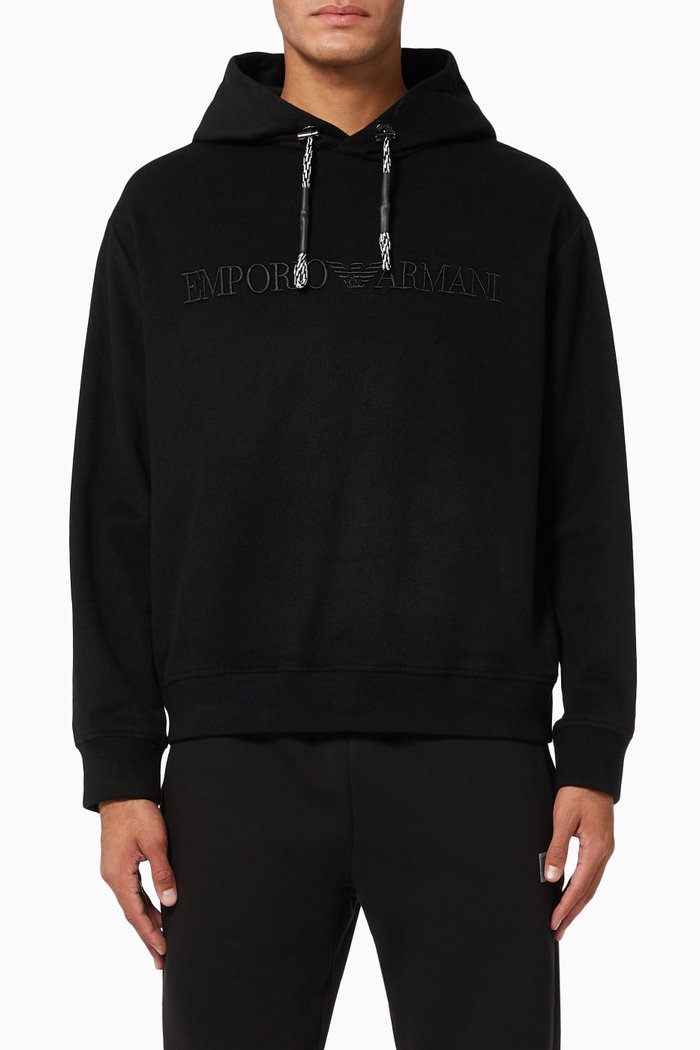 

EA Text Hooded Jersey Sweatshirt, Black