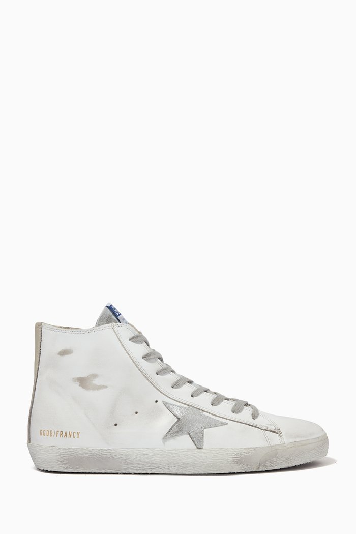 

Francy Sneakers with Metallic Star in Leather, White