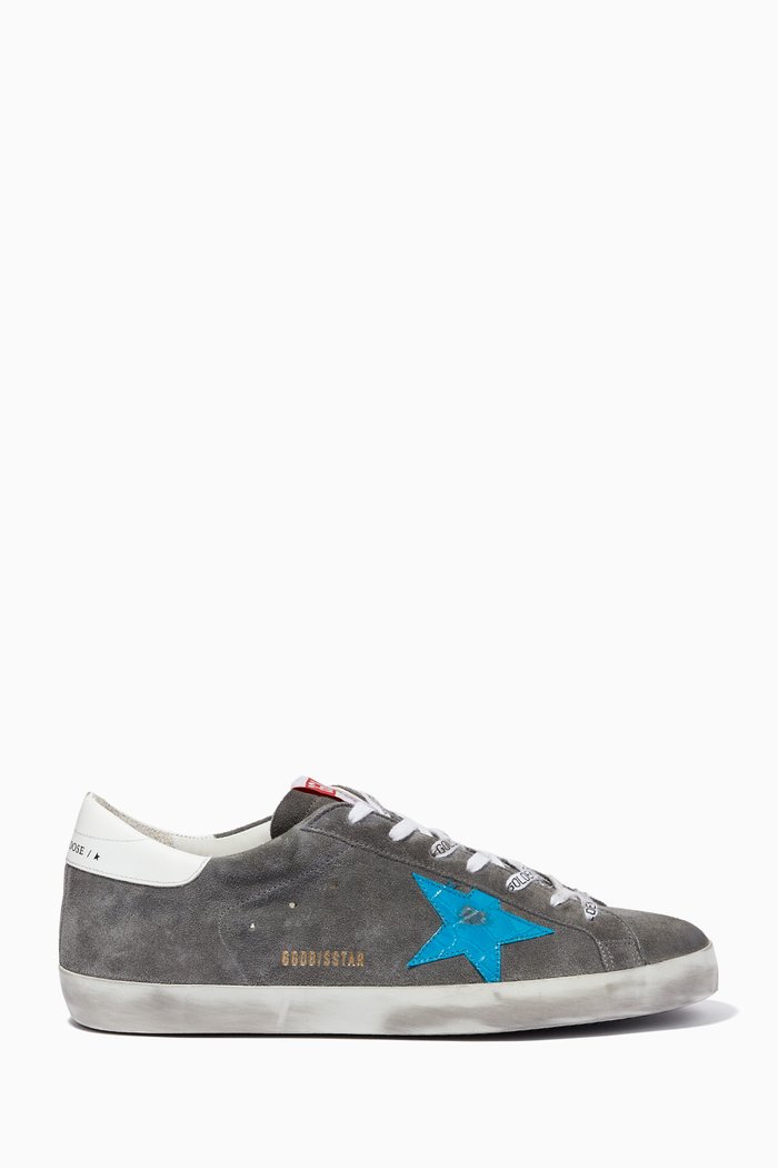 

Super-Star Sneakers with Croc-print Star in Suede, Grey
