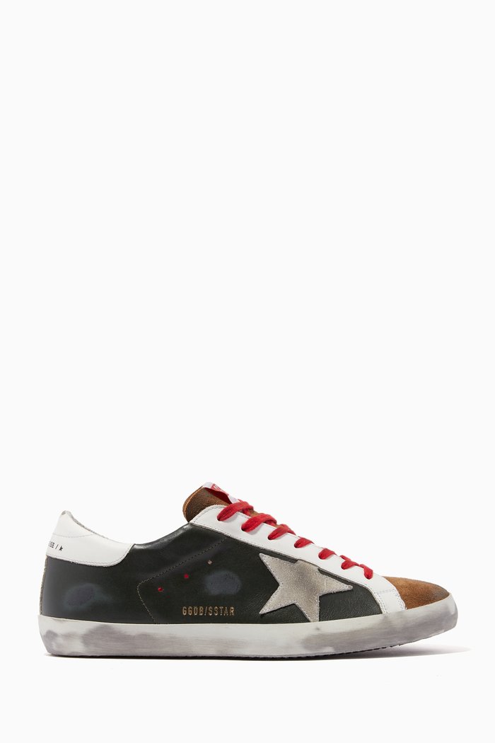 

Super-Star Sneakers with Suede Star in Leather, Green