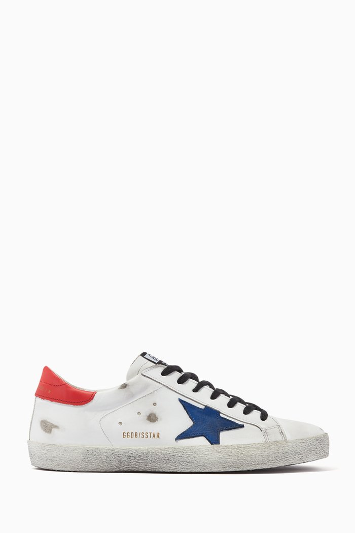 

Super-Star Sneakers with Nubuck Star & Heel Tab in Leather, White