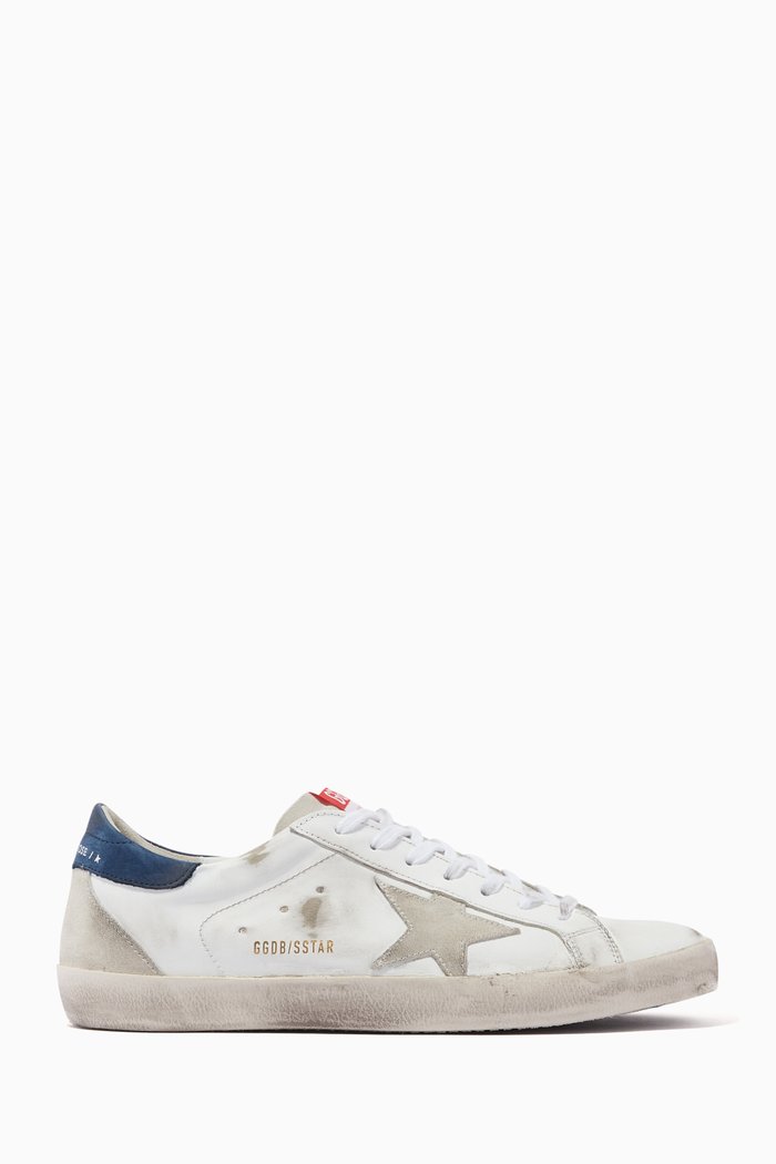 

Super-Star Sneakers with Suede Star in Leather, White