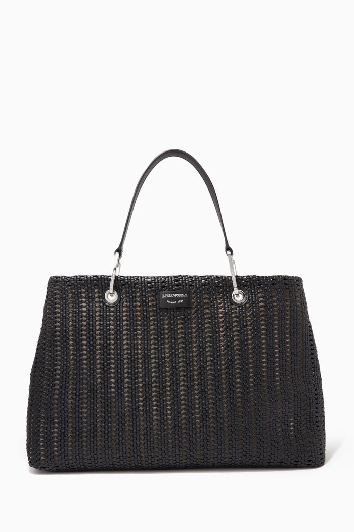 

MY EA XL Shopper Bag in Basket Weave, Black