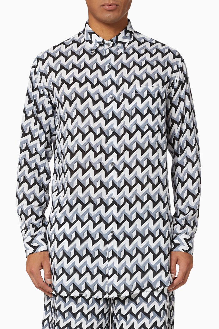 

Optical Fantasy Detachable Collar Shirt, Grey