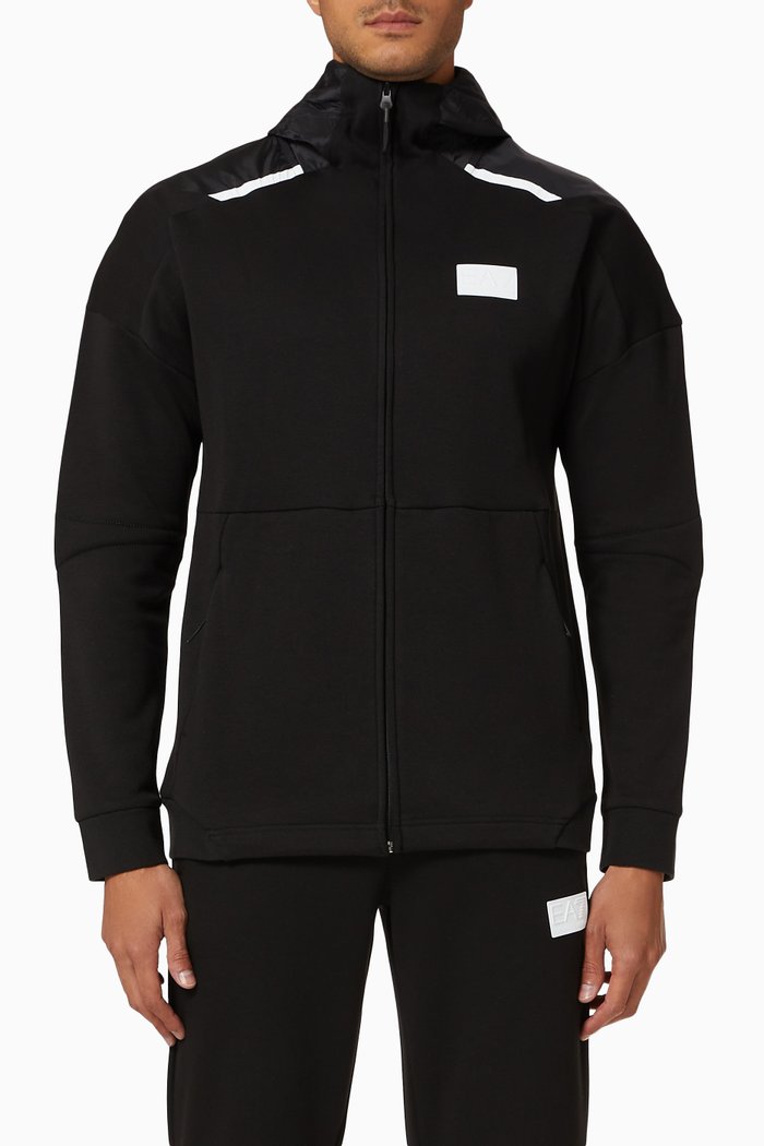 EA7 Ventus 7 Hooded Jersey Sweatshirt, Black