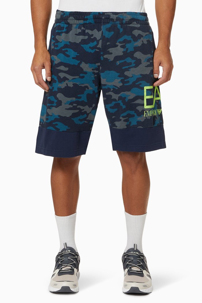 

EA7 Camo Jersey Shorts, Blue