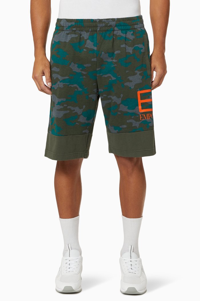 

EA7 Camo Jersey Shorts, Green